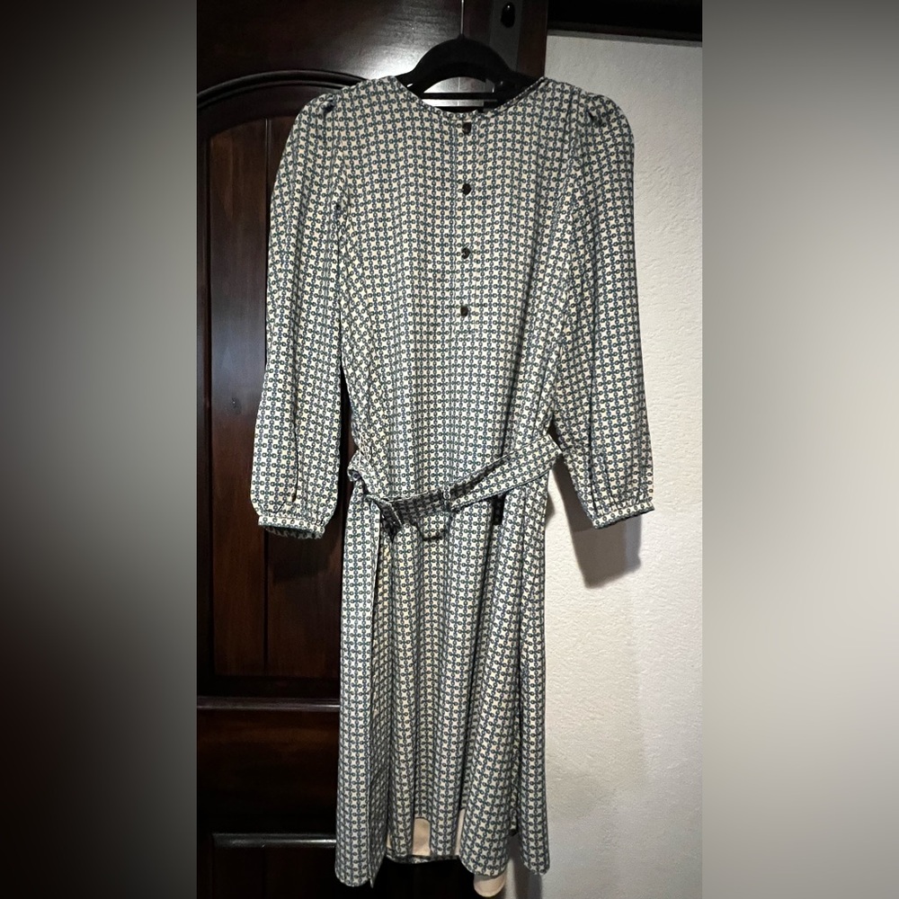 Elegant green,blue and brown patterned Dress